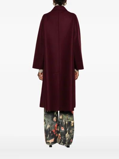 Harris Wharf London Wool Raglan Sleeve Coat With Welt Pockets In Burgundy