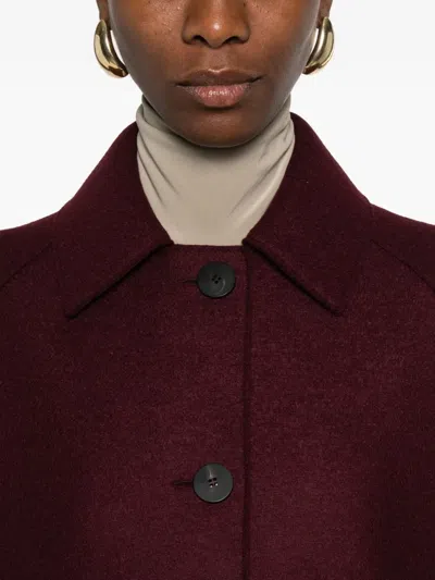 Harris Wharf London Wool Raglan Sleeve Coat With Welt Pockets In Burgundy