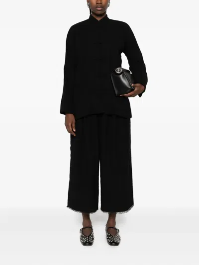 Uma Wang Wool Blend Bermuda Shorts Featuring Pockets In Black