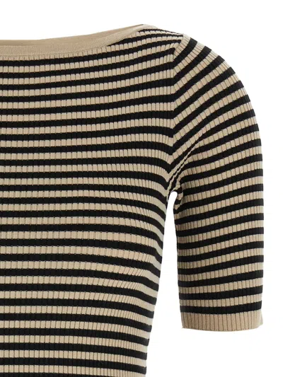 Max Mara Striped Ribbed T-shirt In Multi