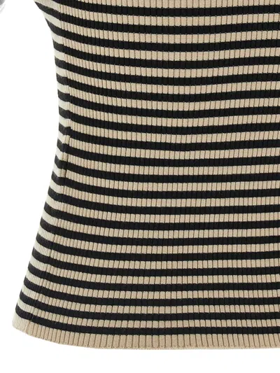 Max Mara Striped Ribbed T-shirt In Multi