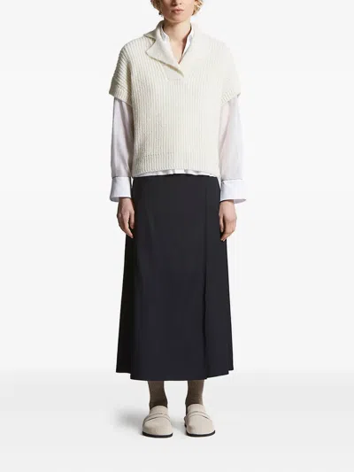 Peserico Ribbed Short Sleeve Sweater In White