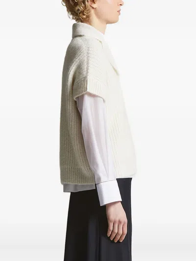 Peserico Ribbed Short Sleeve Sweater In White