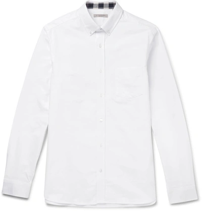 Shop Burberry Slim-fit Button-down Collar Cotton Shirt