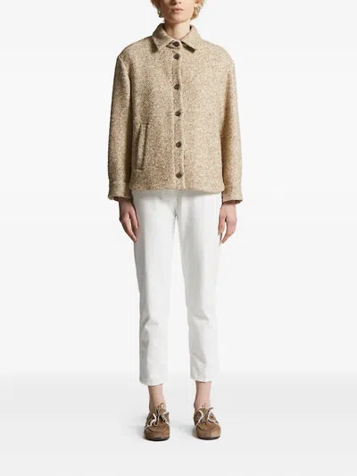 Peserico Herringbone Button Jacket In Neutral