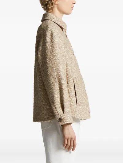 Peserico Herringbone Button Jacket In Neutral