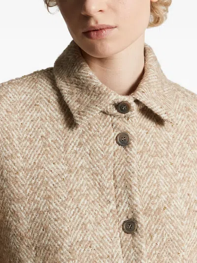 Peserico Herringbone Button Jacket In Neutral