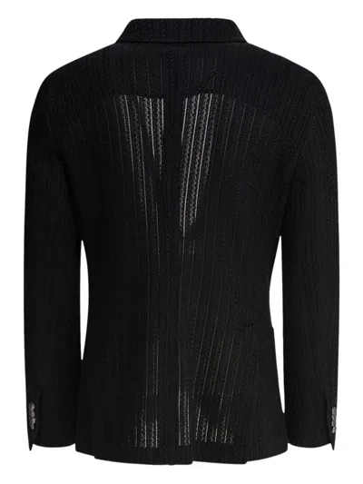 Tagliatore Lapel Jackets Textured Fabric Front Pockets In Black