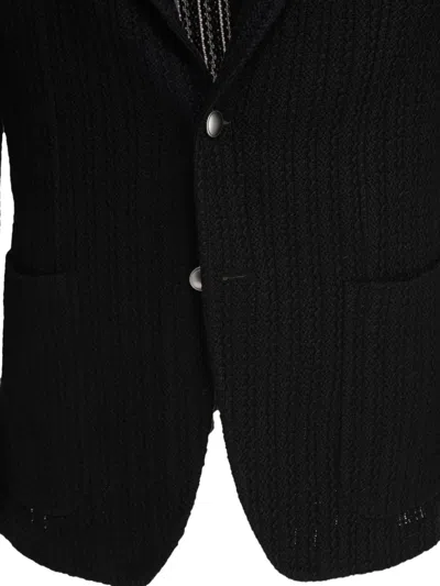 Tagliatore Lapel Jackets Textured Fabric Front Pockets In Black