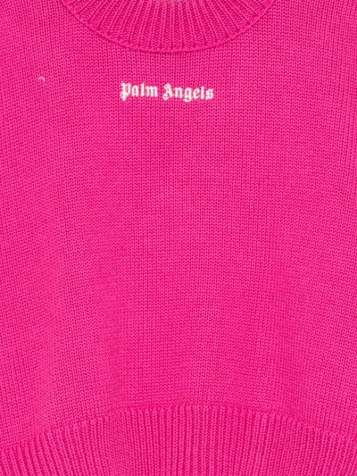 Palm Angels Palm-tree-pattern Wool Sweater In Pink