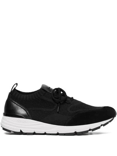 Scarosso Robbie Knitted Lace-up Sneakers In Black
