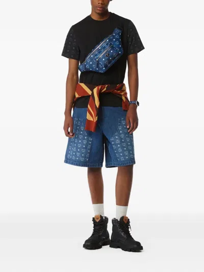 Mcm Belt Bags With Adjustable Strap And Front Pocket In Blue