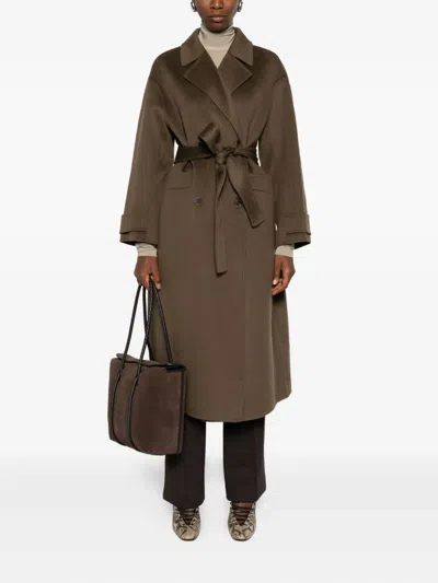 The Dynamis Studio Belted Single-breasted Coat In Brown