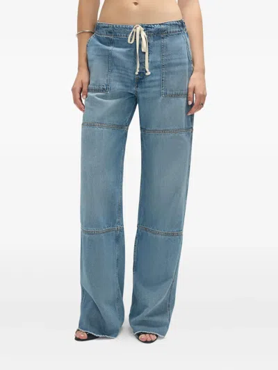 Re/done Beach Panelled Drawstring Jeans In Blue