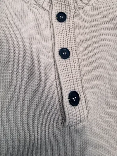 Alpha Studio High-neck Button Sweater In Gray