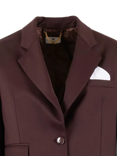 Elisabetta Franchi Cool Wool Jacket With Pocket Square In Brown