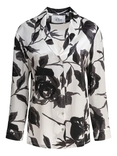 Sleep No More Silk Shirt With Bold Floral Print In Multi