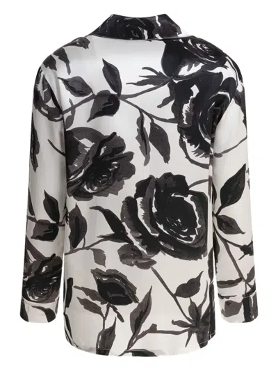 Sleep No More Silk Shirt With Bold Floral Print In Multi