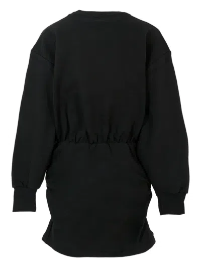 Msgm Black Dress For Girl With Logo In Black