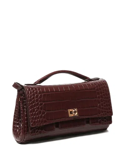 Balenciaga Bel Air Flap Leather Top-handle Bag In Burgundy
