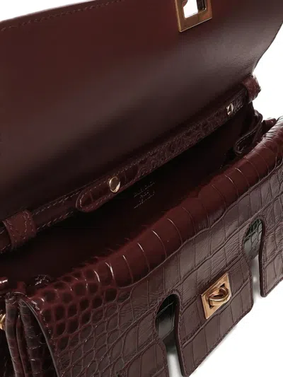 Balenciaga Bel Air Flap Leather Top-handle Bag In Burgundy