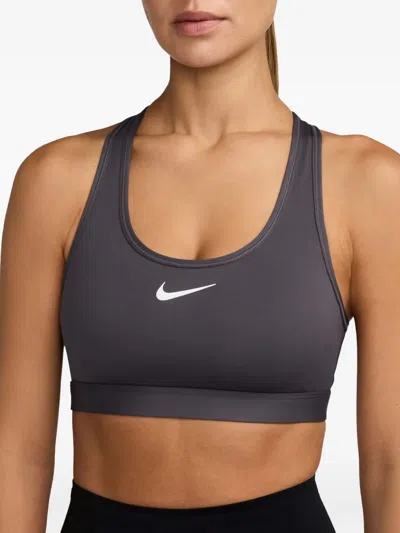 Nike Dri-fit Swoosh Women's High-support Non-padded Adjustable Sports Bra In Black