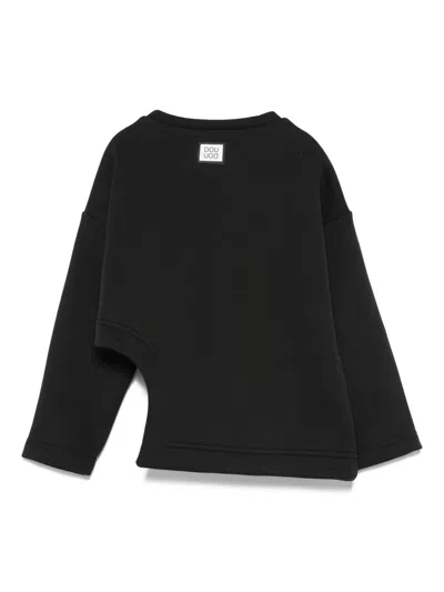Douuod Cut-out Long-sleeve Sweatshirt In Black