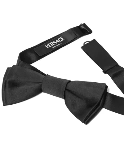 Versace Satin Bow Tie In Black