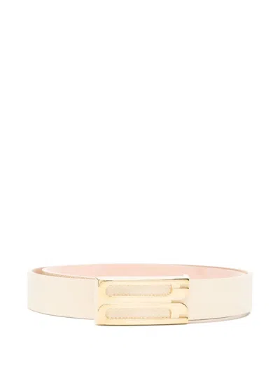 Victoria Beckham Frame Belt Ivory Grained Calfskin Belt In Neutral