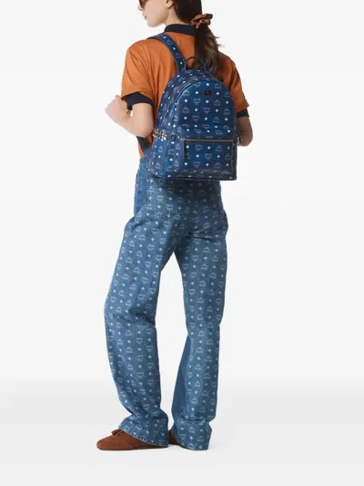 Mcm Stark Side Studs Backpack In Blue