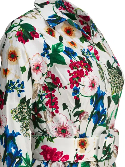 Samantha Sung White Cotton Dress In Multi