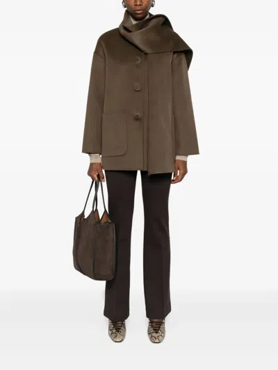 The Dynamis Studio High-neck Wool Coat In Multi