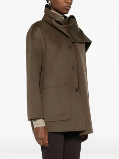 The Dynamis Studio High-neck Wool Coat In Multi