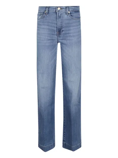 7 For All Mankind High-waisted Wide-flared Jeans With Subtle Whiskering In Blue