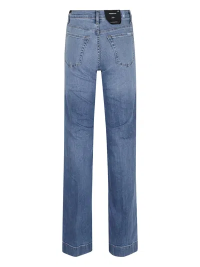 7 For All Mankind High-waisted Wide-flared Jeans With Subtle Whiskering In Blue