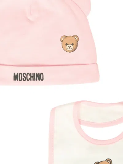 Moschino Bear-logo Hat Bib Set In Multi