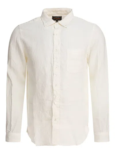 Beams Plus Linen Shirt With Chest Pocket In White