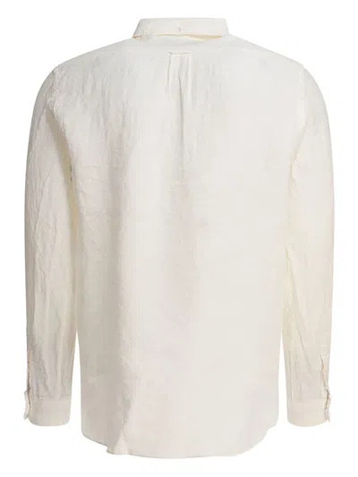 Beams Plus Linen Shirt With Chest Pocket In White