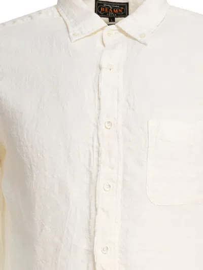 Beams Plus Linen Shirt With Chest Pocket In White