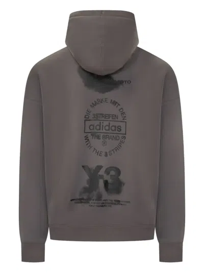 Y-3 Hoodie Featuring Graphic Design On Back In Brown