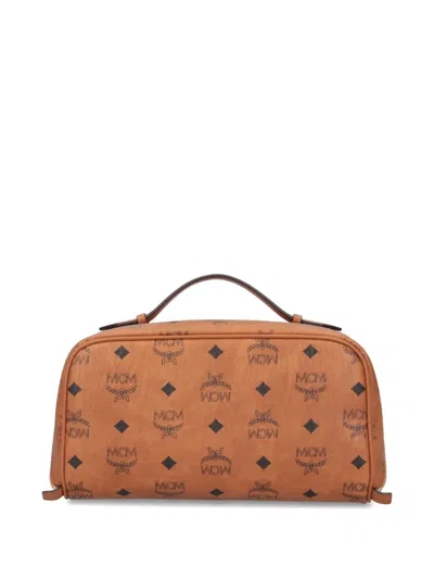 Mcm Rectangular Shape Side Strap Top Handle In Brown