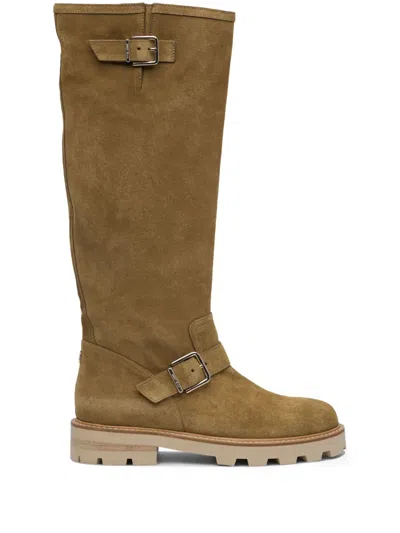 Jimmy Choo Knee-high Boots With Adjustable Straps In Brown
