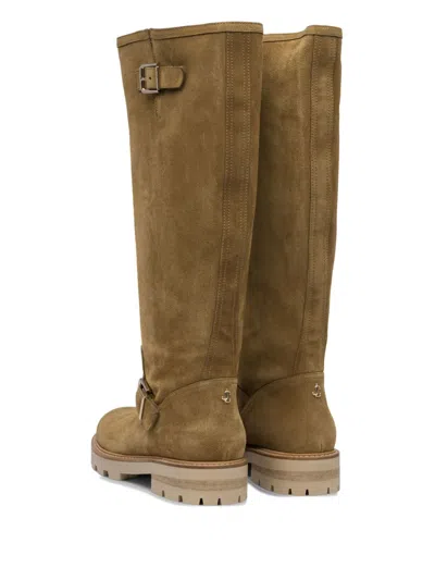 Jimmy Choo Knee-high Boots With Adjustable Straps In Brown