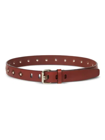Etro Studded Leather Belt In Brown