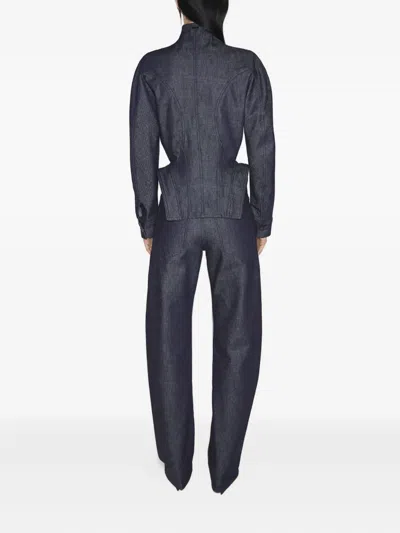 Mugler Button-fastening Sculptural Cinched Jacket In Black