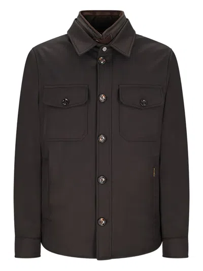 Moorer Classic Brown Button-up Jacket With Structured Collar In Brown