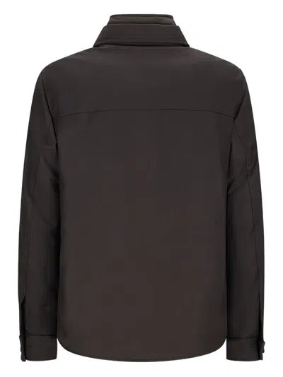 Moorer Classic Brown Button-up Jacket With Structured Collar In Brown