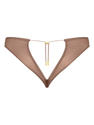 Maison Close Open-back Briefs In Brown