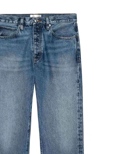 Frame Denim Straight Leg Five Pocket Belt Loop Jeans In Blue