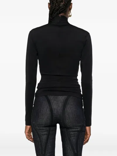 Mugler High-neck Long-sleeve T-shirt In Black